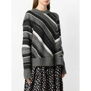 Helmut Lang Ombre Striped Wool Blend Crewneck Sweater NEW Women's Medium